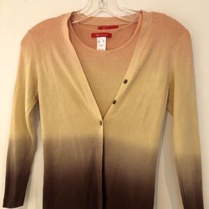 **SOLD**  Anne Klein Twin-Set Tie Dye Silk Cardigan/Shell XS